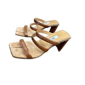 MISTA Joanne Croc Embossed Leather Strappy Sandal size 39